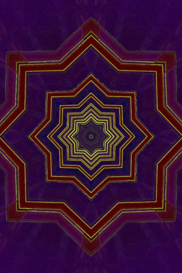 Neon Tunnel 8-Punts Ster Vortex Paars Rood 2:3 Photo Portrait 60fps Schermbeveiliging VJ Loop