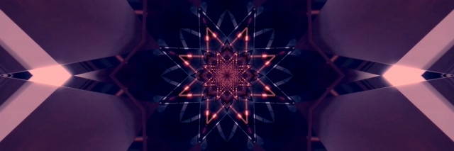 Neon Tunnel Ster Kaleidoscoop VJLoops 3:1 Drievoudig Breed 60fps Schermbeveiliging