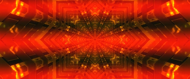 Neon Tunnel Rood Kaleidoscoop Ster Uitbarsting 2.39:1 Cinemascope 60fps Schermbeveiliging VJ Loop