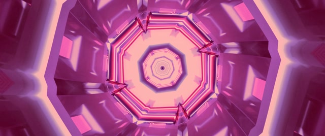 Neon Tunnel Achthoek Vortex Roze VJ Loop 2.39:1 Cinemascope 60fps Screensaver