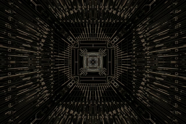 Neon Tunnel Gold Square Vortex VJ Loop 3:2 Surface 60fps Schermbeveiliging