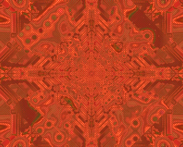 Neon Tunnel Rode Circuit Kaleidoscoop VJ Loop 5:4 Industrieel 60fps Schermbeveiliging