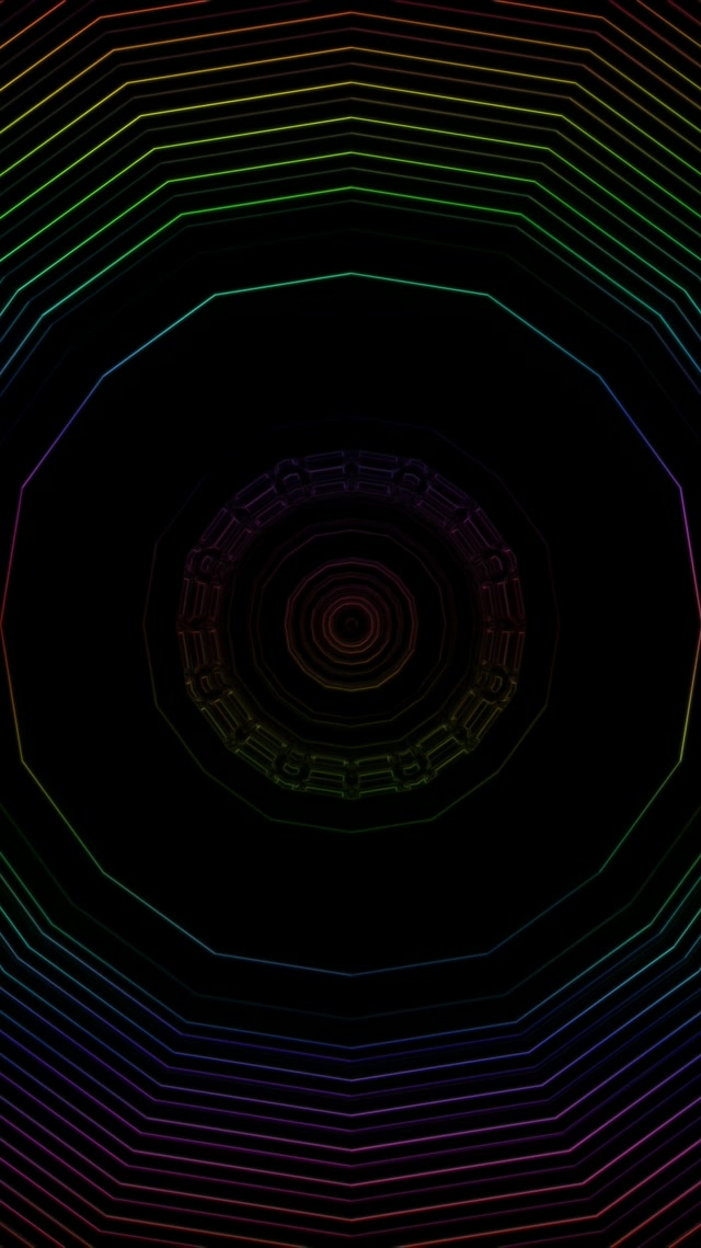 Neon Tunnel Spiraling Octagon Vortex - 9:16 Reels 60fps VJ Loop Screensaver