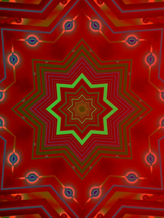 Rood Groen Ster Neon Tunnel Screensaver 3:4 iPad Portret 60fps Vj Loop