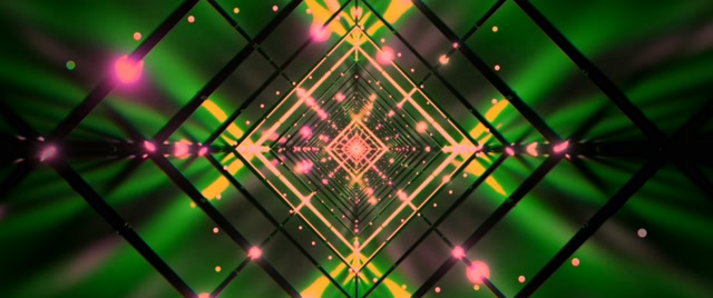 Neon Tunnel Groen Roze Diamant Rooster VJ Loop 2.39:1 Cinemascope 60fps Schermbeveiliging