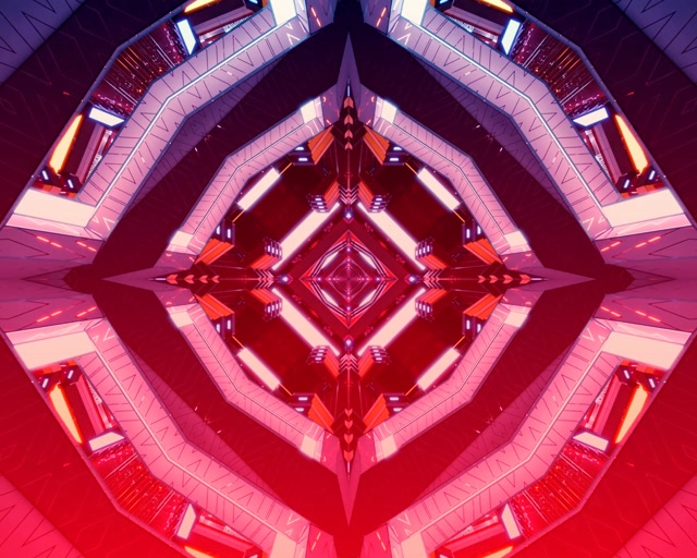 Neon Tunnel Rood Diamant Kaleidoscoop VJ Loop 5:4 Industrieel 60fps Schermbeveiliging