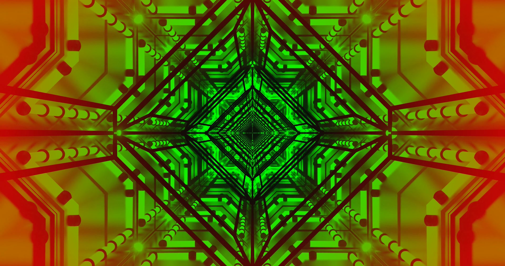 Neon Tunnel Green Red Circuit 4K Uhd 60Fps Screensaver Vj Loop