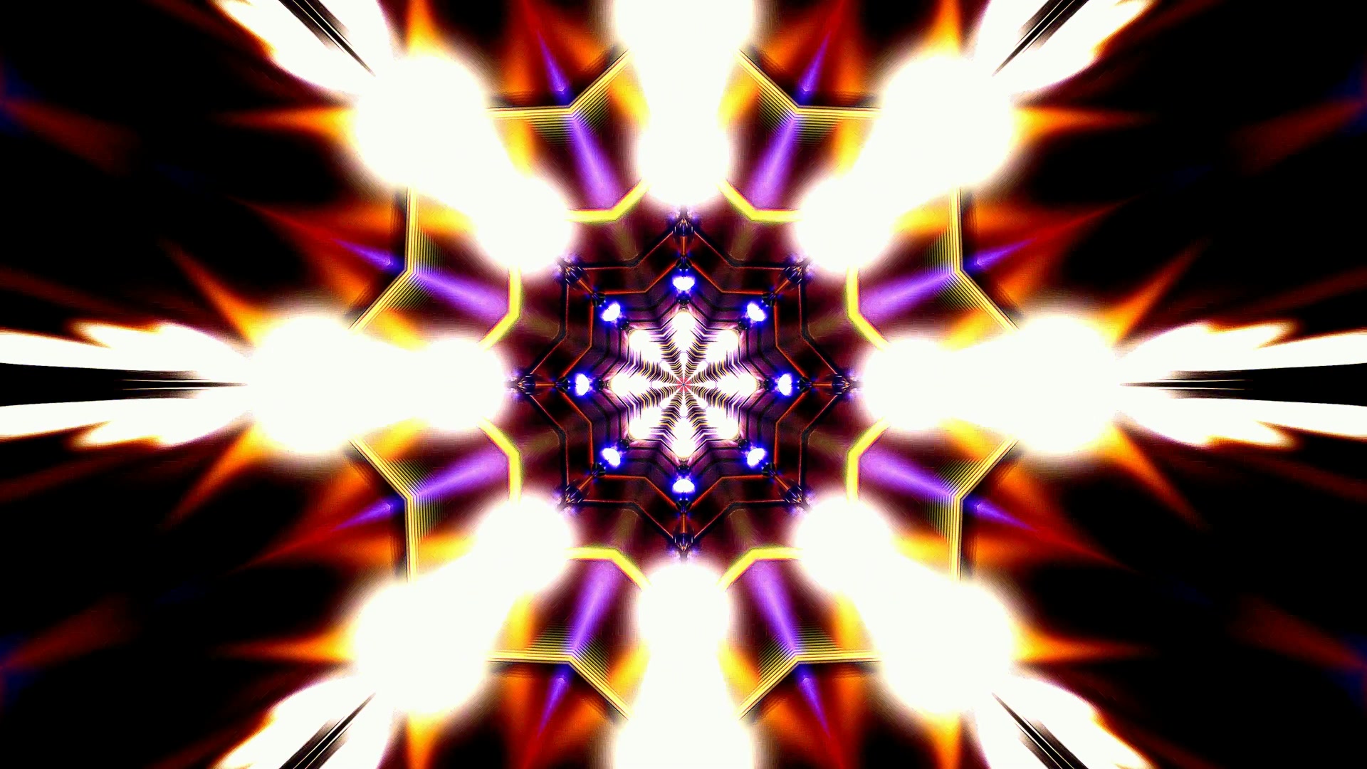 Neon Tunnel Eksplosjon Mandala 4K UHD 60fps Skjermsparer Live Bakgrunnsbilde