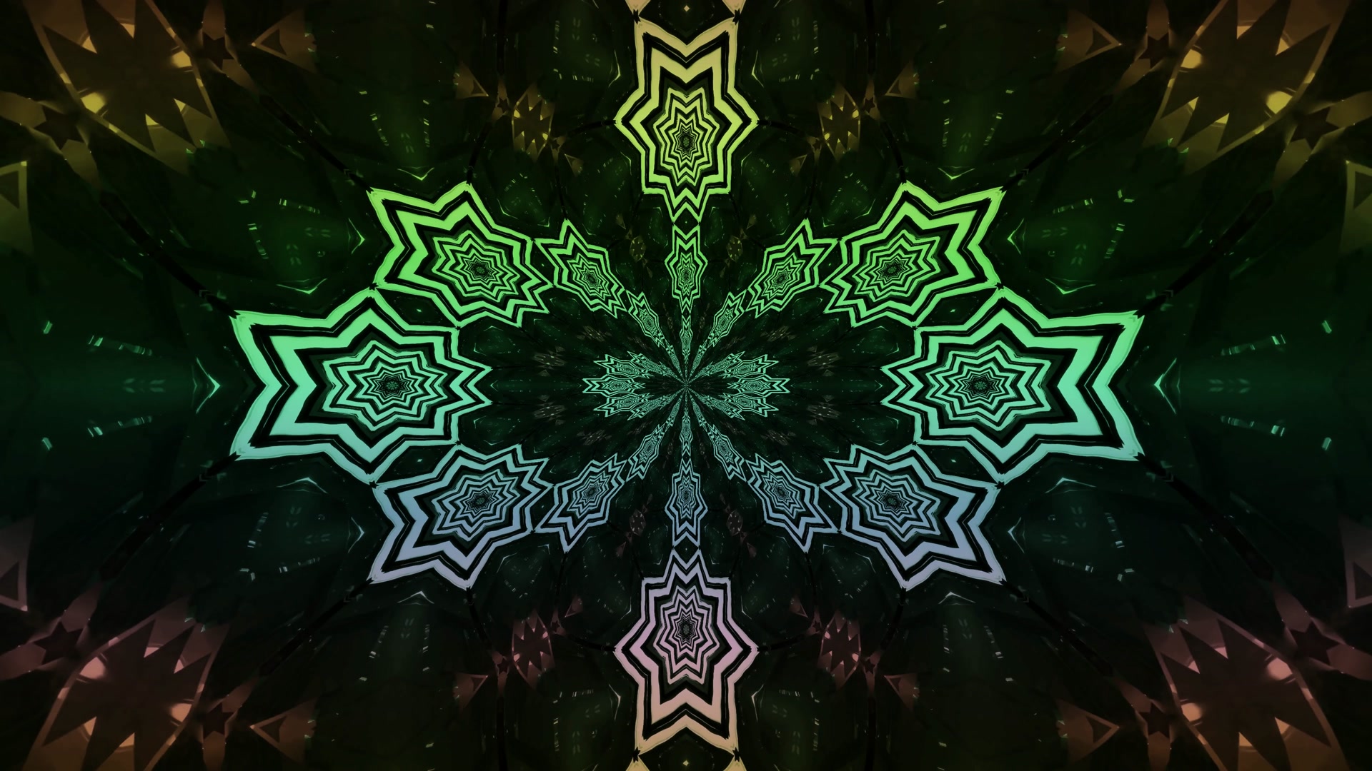 Neon Tunnel Cyan Mandala Skjermsparer 4K UHD 60fps Live Bakgrunnsbilde