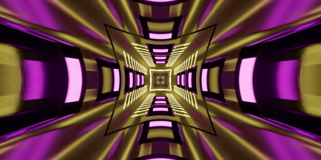 Neon Tunnel Gull Lilla Kors Virvelvind VJLoops 2:1 Univisium 60fps Skjermsparer