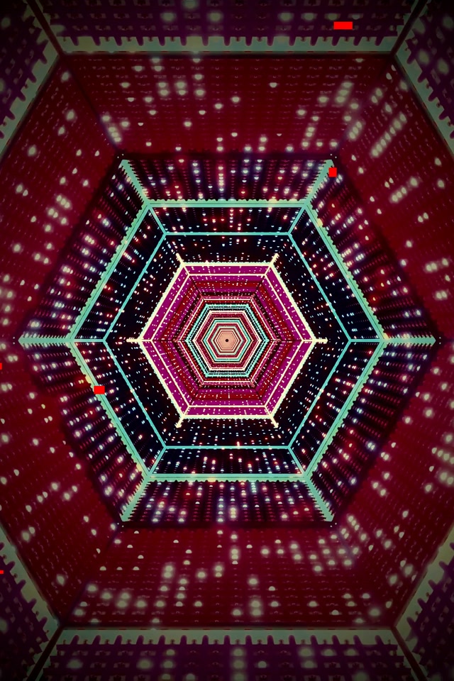 Neon Tunnel Hexagon Vortex VJ Loop 2:3 Photo Portrait 60fps Screensaver
