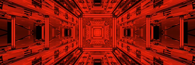 Red Neon Tunnel Fractal Square Vortex Vj Loop 3:1 Triple Wide 60fps Screensaver