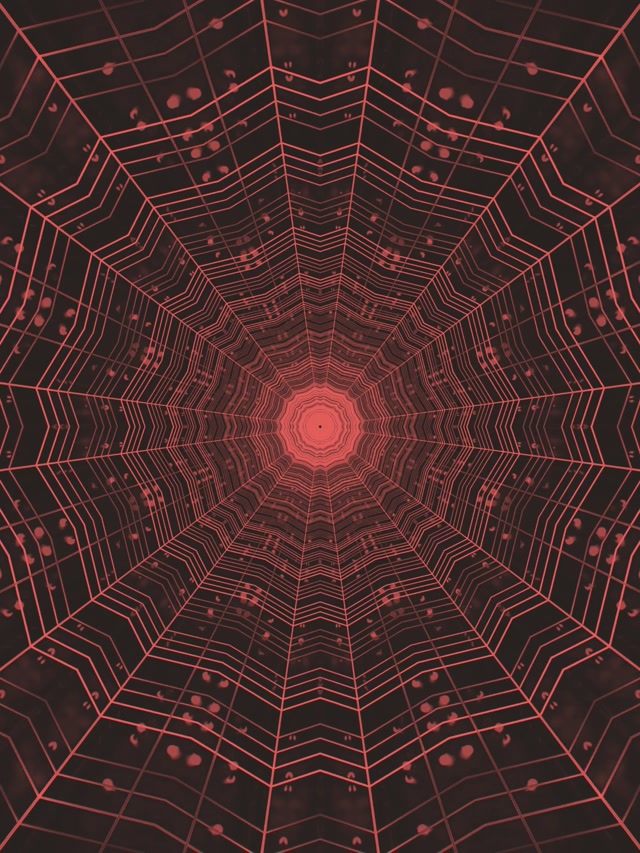 Red Neon Tunnel Spider Web Vortex VJ Loop 60fps 3:4 iPad Portrait Screensaver