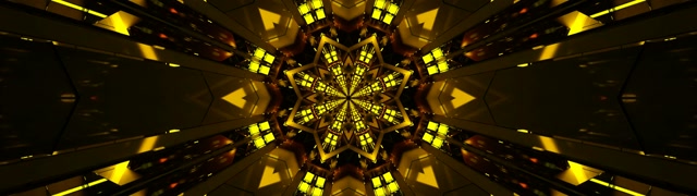 Neon Tunnel Golden Star Kaleidoscope 32:9 Ultrawide 60fps Screensaver Vj Loop