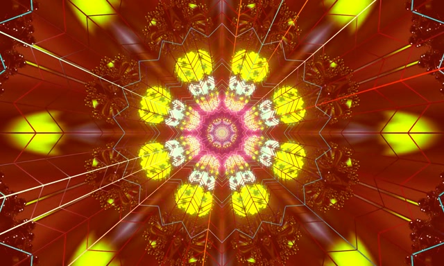 Neon Tunnel Red Kaleidoscope Star Burst VJ Loop 5:3 Wide 60fps Screensaver