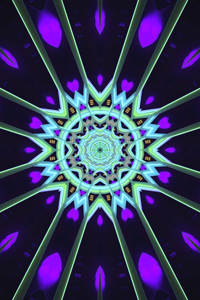 Neon Tunnel Fiolett Stjerne 60fps Skjermsparer PC 2:3 Portrett VJ Loop