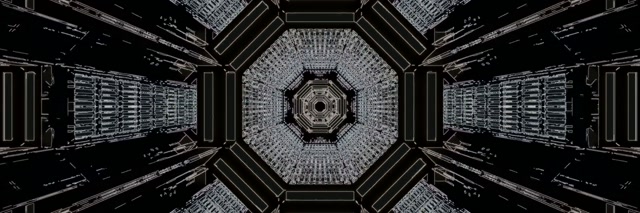 Mørk Oktagon Neon Tunnel 3:1 Triple Wide 60fps Skjermsparer PC Laptop VJ Loop