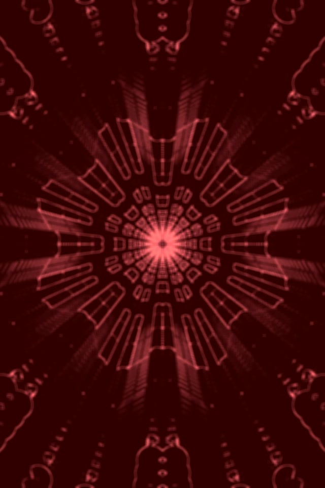 Neon Tunnel Red Circuit Mandala Burst VJ Loop 2:3 Photo Portrait 60fps Screensaver