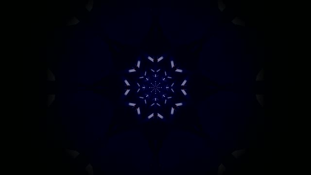 Mørk Blå Geometrisk Snøflak Kaleidoskop VJ Loop Bevegelse Bakgrunn