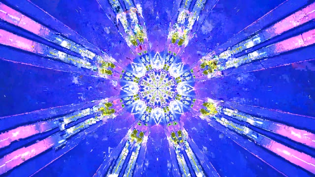 Blå Lilla Kaleidoskop Tunnel VJ Loop - Abstrakt Geometrisk Bevegelse Bakgrunn