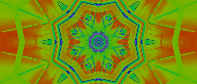 Neon Tunnel Kaleidoskop Stjerne Eksplosjon VJ Loop 21:9 Ultrawide 60fps Skjermbeskytter