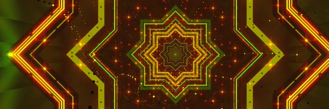 Neon Tunnel Gull Stjerne Kaleidoskop VJ Loop 3:1 Triple Wide 60fps Skjermsparer