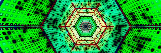 Neontunnel Heksagon Virvel VJ Loop 3:1 Trippel Bred 60fps Skjermbeskytter