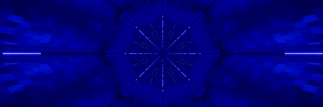 Neontunnel Blå Kaleidoskop Snøflak 3:1 Triple Wide 60fps Skjermsparer Vj Loop