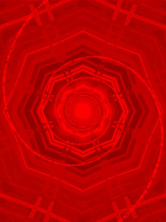Rød Neontunnel Oktagon Vortex VJ Loop 3:4 iPad Portrett 60fps Skjermsparer