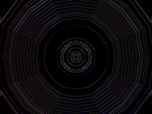 Neon Tunnel Regnbue Dekagon Virvel 4:3 Klassisk 60fps Skjermsparer Vj Loop