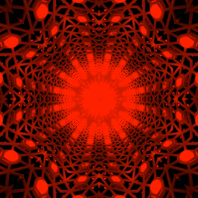 Vj loop Neon Tunnel Rød Svart Mandala Blomstering 1:1 kvadrat 60fps skjermbeskytter