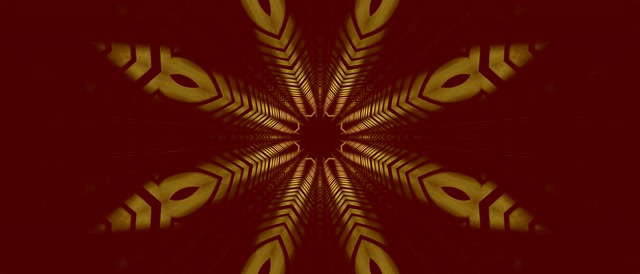 Neontunnel Rød Gull Kaleidoskop Stjerne VJLoops 21:9 Ultrawide 60fps Skjermsparer