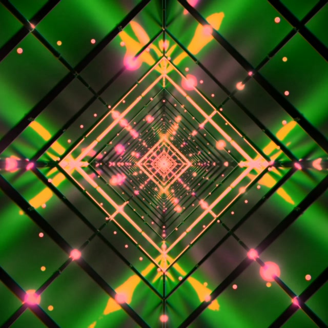 Neon Tunnel Grønn Diamant Rutenett Vj Loop 1:1 Kvadrat 60fps Skjermbeskytter