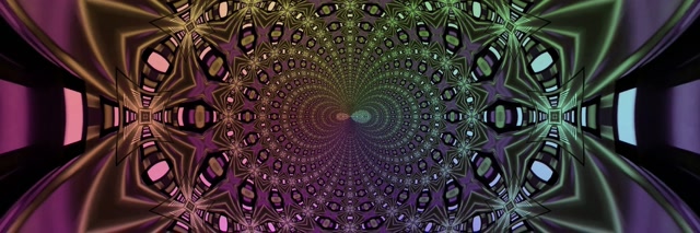 VJ Loop Neon Tunnel Fraktal Kaleidoskop 3:1 Trippel Bred 60fps Skjermsparer