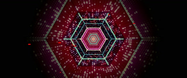 Neon Tunnel Hexagon Vortex VJ Loop 2.39:1 Cinemascope 60fps Screensaver