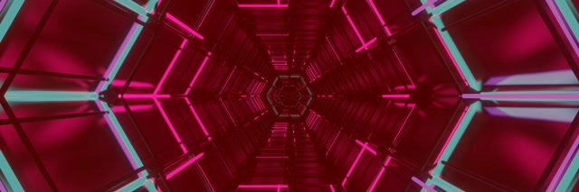 Tunel Neonowy Siatka Sześciokątna VJLoops 3:1 Triple Wide 60fps Wygaszacz