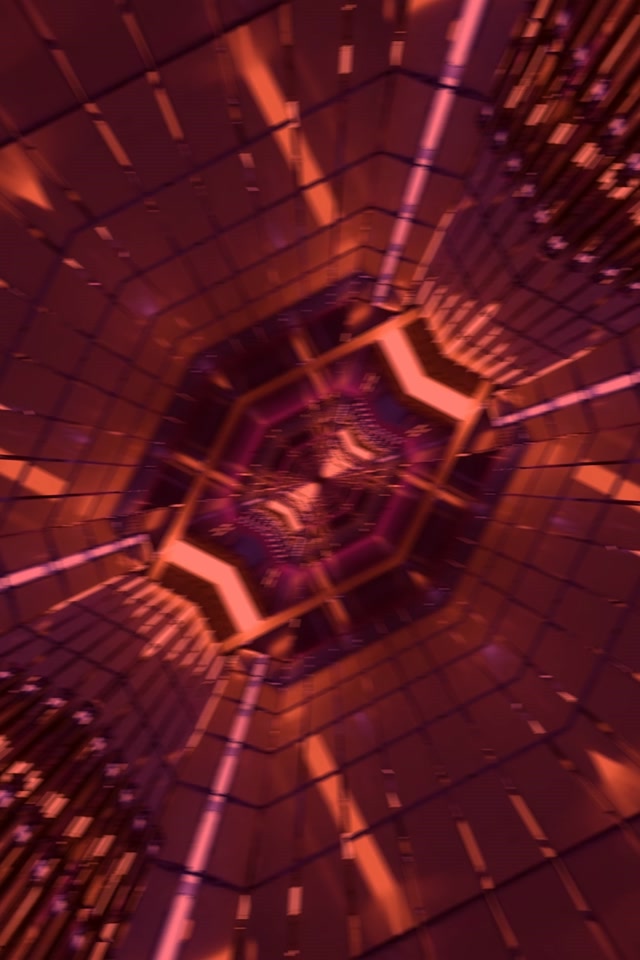 Neon Tunnel Red Hexagon Vortex Vj Loop 2:3 Photo Portrait 60fps Screensaver