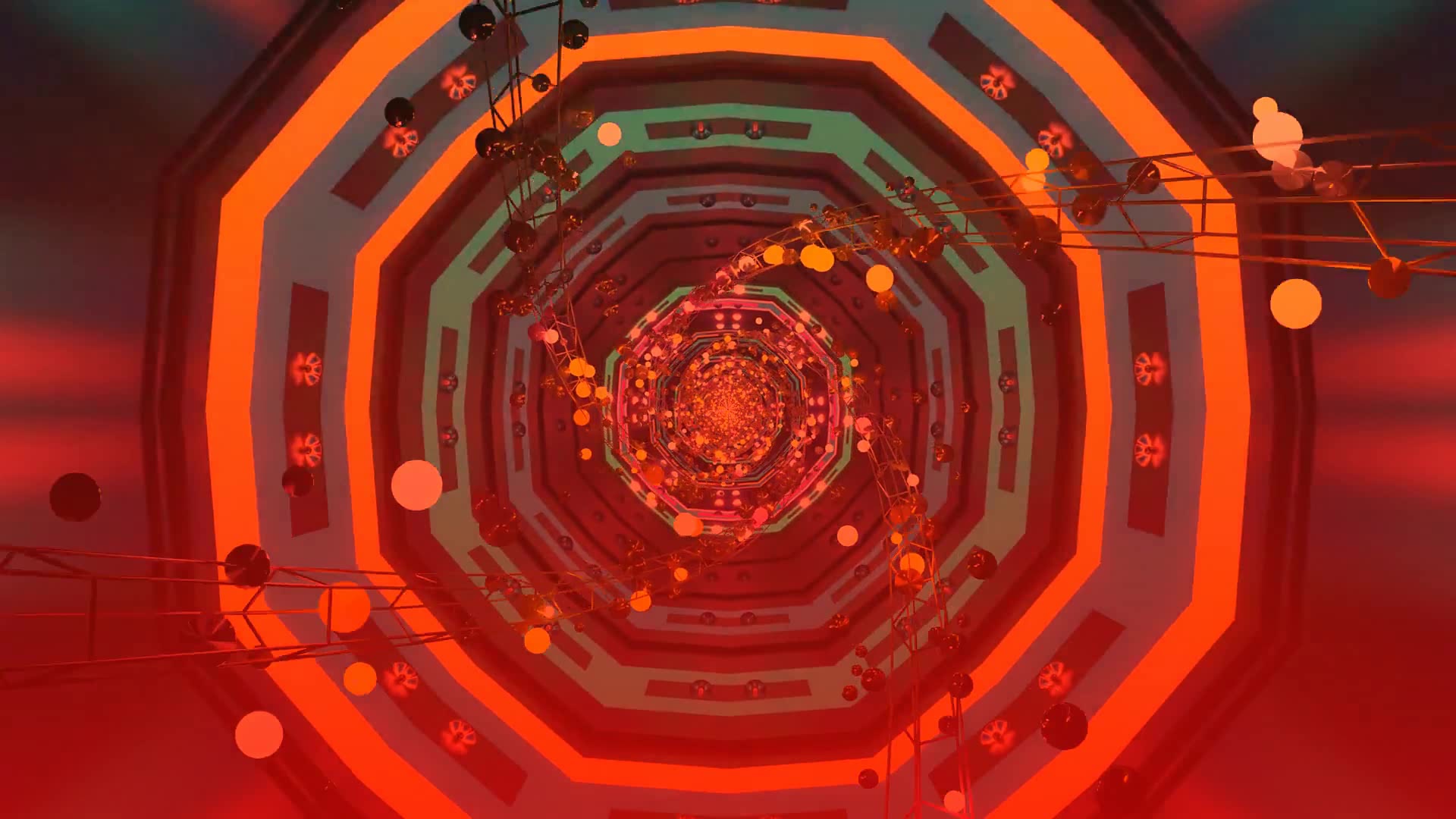 Neonowy Tunel Wygaszacz Ekranu 4K UHD 60fps Ośmiokąt Czerwony VJ Loop