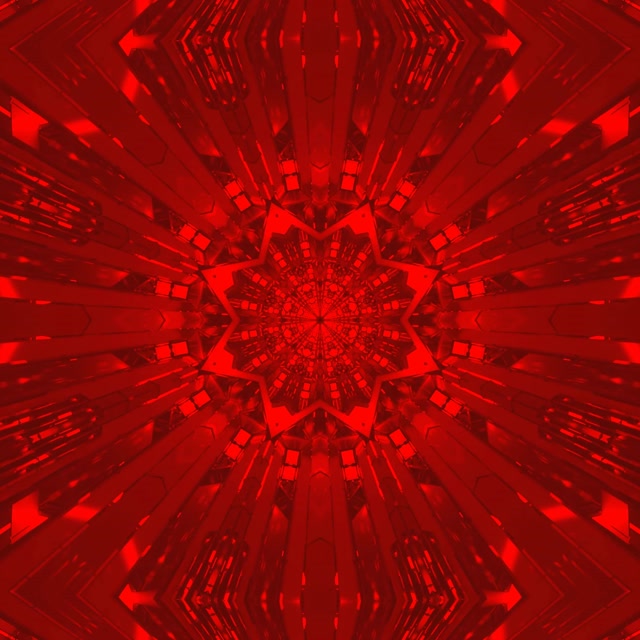 Czerwona Fraktal Gwiazda Tunel Neonowy VJ Loop 1:1 Kwadrat 60fps Wygaszacz