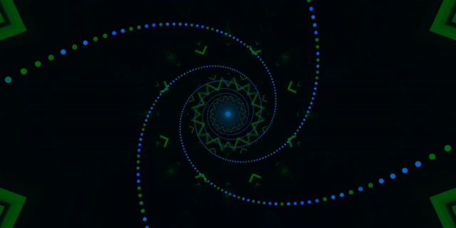 Neon Tunel Niebiesko Zielona Spirala Wygaszacz 2:1 Univisium 60fps VJ Loop