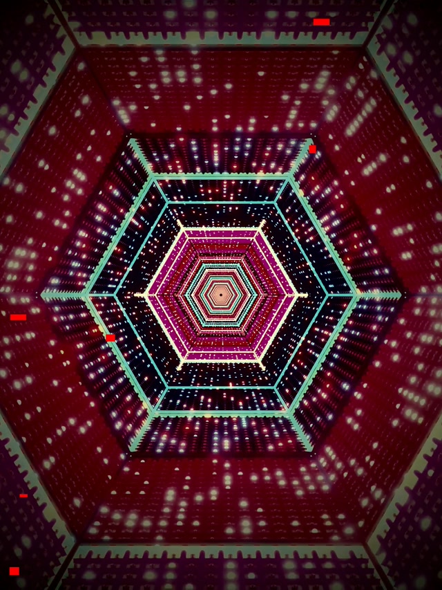 VJ Loop neonowy tunel sześciokąt wir fioletowy czerwony 3:4 ipad pionowy 60fps wygaszacz ekranu