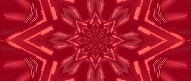 VJLoops Karmazynowa Gwiazda Kalejdoskop Neon Tunel 21:9 Ultrawide 60fps Wygaszacz