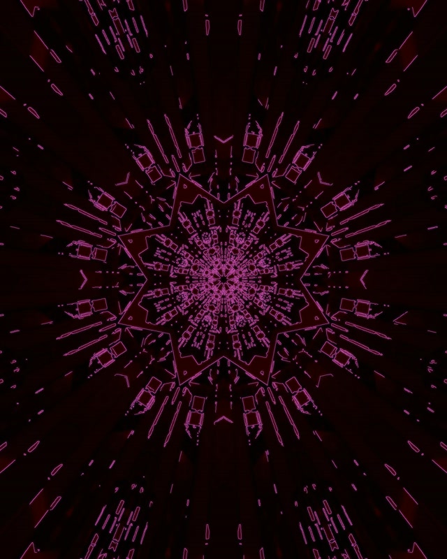 Tunel Neonowy Magenta Gwiazda Kalejdoskop VJ Loop 4:5 Instagram 60fps Wygaszacz Ekranu
