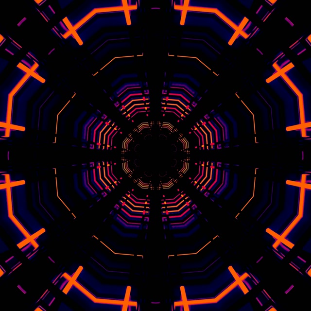 Neonowy Tunel Pomarańczowy Obwód Kalejdoskop VJ Loop 1:1 Kwadrat 60fps Wygaszacz