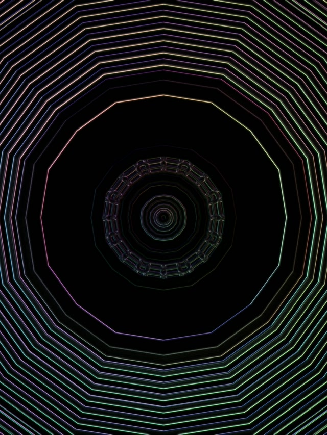 Neon Tunnel Octagon Vortex Loop 3:4 iPad Portrait 60fps Screensaver VJ