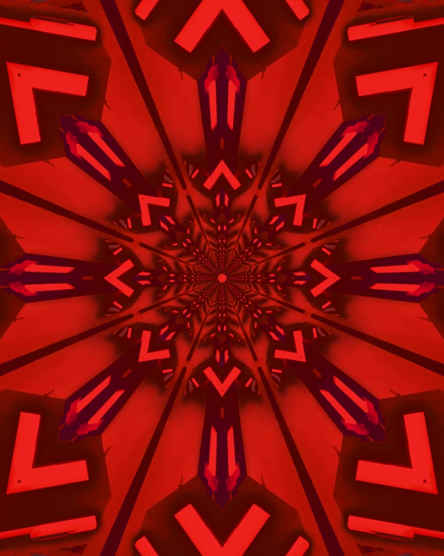 Czerwony Fraktal Kalejdoskop Neonowy Tunel Vj Loop 4:5 Instagram 60fps Wygaszacz Ekranu