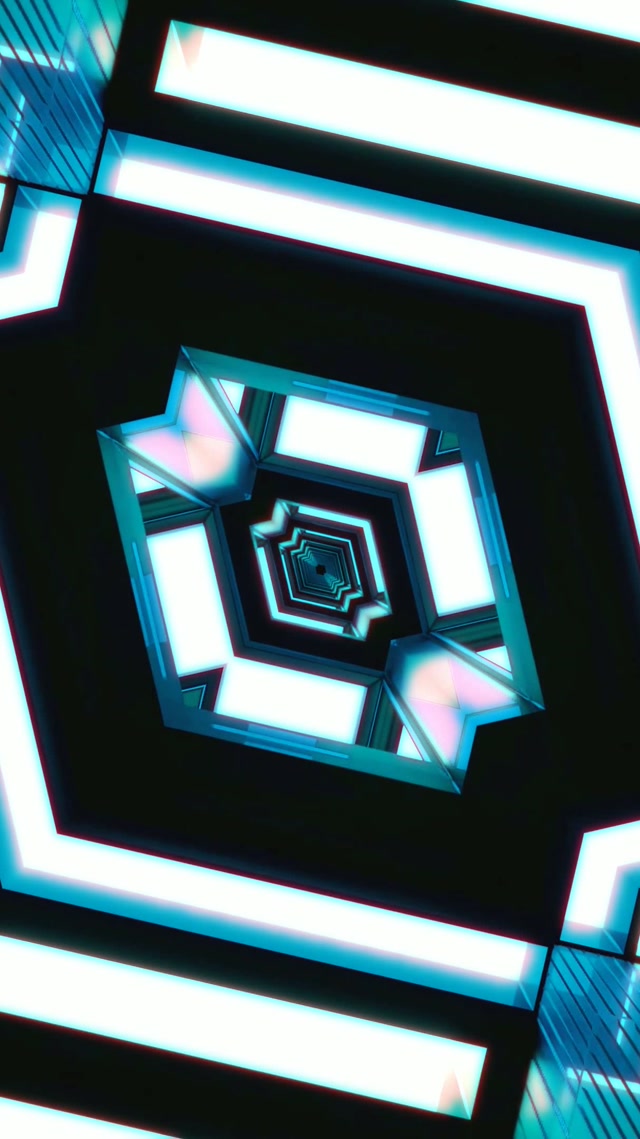 Neon Tunel Rekursywny Diament Wir VJLoops 9:16 Reels 60fps Wygaszacz
