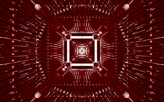 Czerwony Neonowy Tunel VJ Loop 60fps Nieskończony Kwadratowy Wir 16:10 MacBook Wygaszacz Ekranu