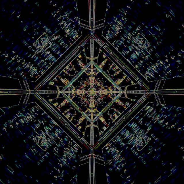 Neonowy Tunel Wygaszacz Ekranu 1:1 Kwadratowy 60fps VJ Loop Niebieski Geometryczny Kalejdoskop