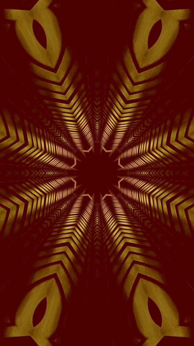Neonowy Tunel Złoty Czerwony Kalejdoskop Gwiazda VJ Loop 9:16 Reels 60fps Wygaszacz